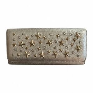 Jimmy Choo Metallic Star-Embellished Clutch Wallet Authentic